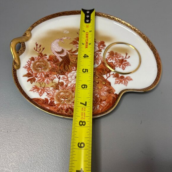 Vintage Japanese Imari Hand-Painted Porcelain Dish With Peacock & Floral Motif - Picture 10 of 11